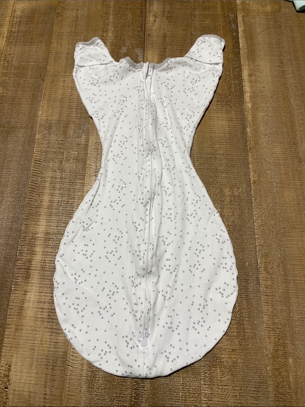 White Baby Swaddle with Gray Dots